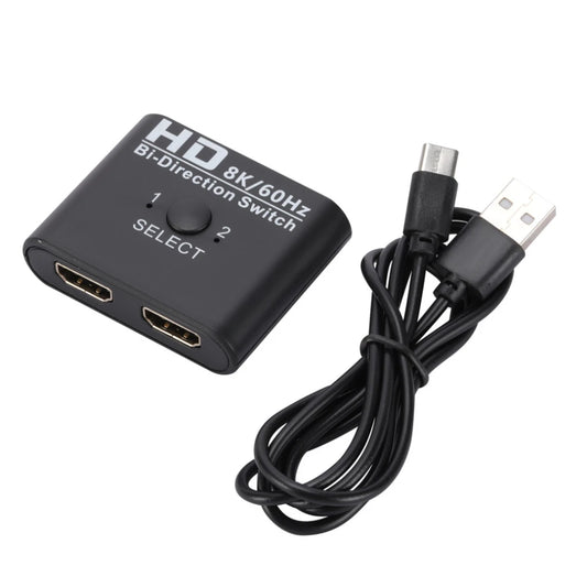 8K 60Hz HDMI Switch 2 Ports 4K120Hz 2 In 1 Out/1 in 2 Out Video Splitter for Laptop PC Xbox PS3/4 TV Box to Monitor TV Projector